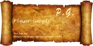 Pleyer Gergő névjegykártya
